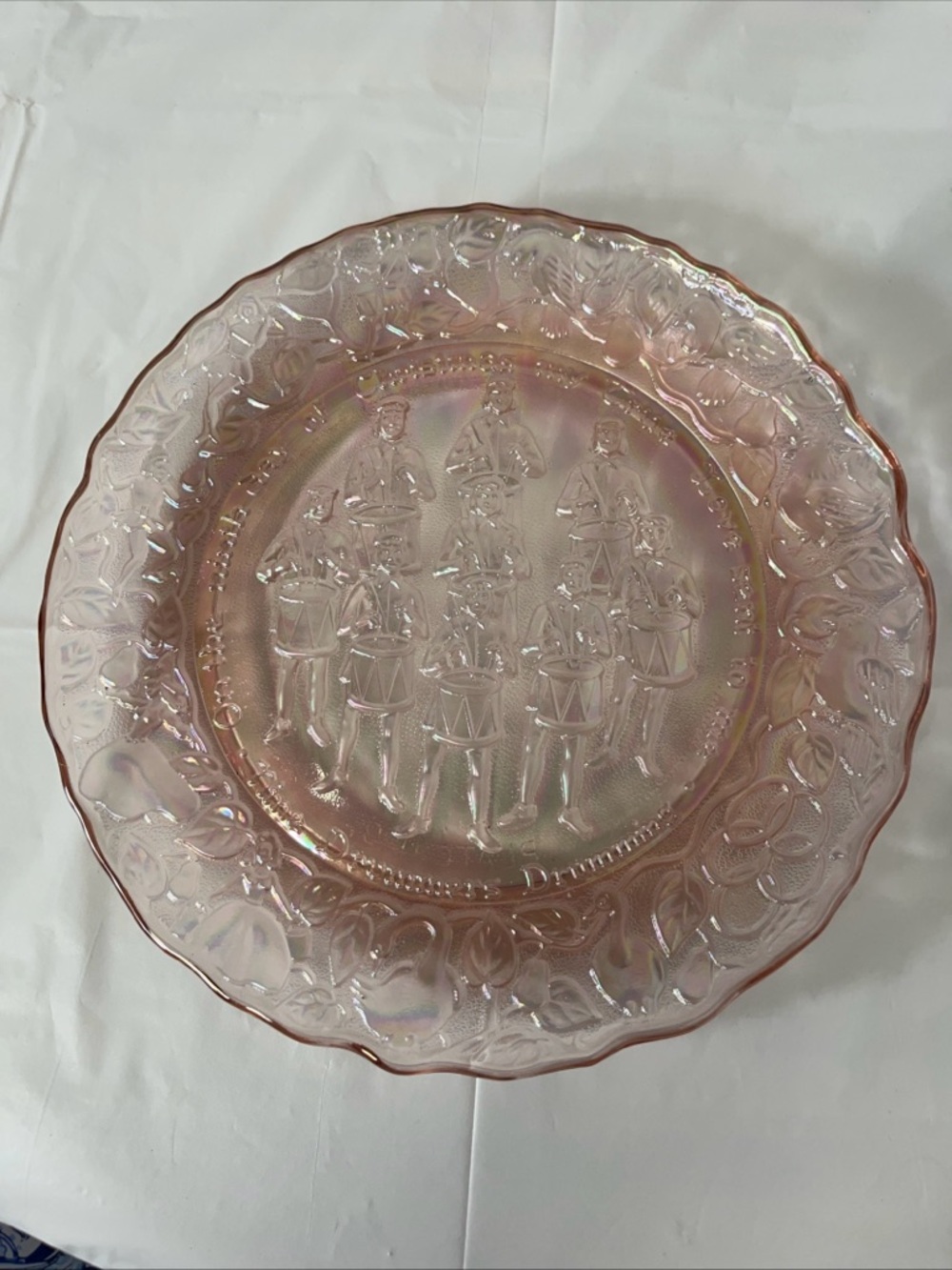 Pink Iridescent Carnival Glass Decorative Plate - Brand Unspecified